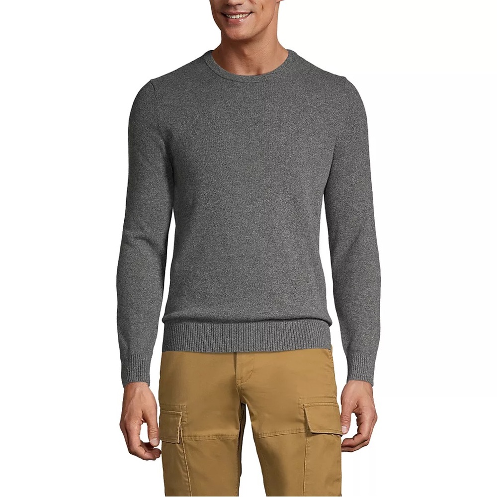 Lands' End Men's Charcoal Crewneck Sweater
